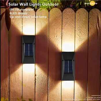 Solar Lumini Pridvor Gard de Lumină în aer liber Lumina Solara Lumini de Perete Lumina Solara pentru Gradina de Perete în Sus și în Jos, Decor în culori Luminoase Lămpi Solare
