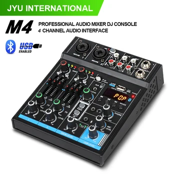 JYU M4 Audio Mixer cu 4 canale, Mixer Audio in aer liber USB Bluetooth Reverb Procesor K Melodia Live Cu placa de Sunet Mesa De Som Digital