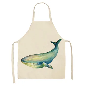 Pictură În Ulei De Balenă Model De Imprimare Șorț Impermeabil Rezistente La Ulei De Gătit Șorț De Gătit Accesorii Șorț De Bucătărie Limpieza Hogar