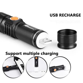 Portabil USB la Îndemână Puternic LED XP-G Q5 Lanterna Reîncărcabilă Lanterna Flash de Lumină Biciclete de Buzunar cu Zoom Lampa Construit în Baterie 10W