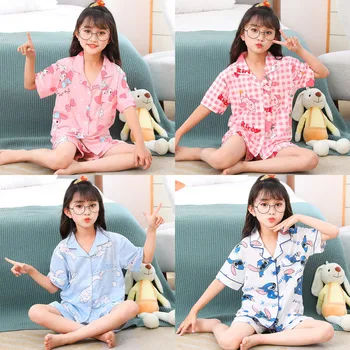 Kawaii pentru Copii Pijamale de Vara Noi Sanrios Melodia Mea Cinnamoroll Kuromi Dulce Printesa Anime Drăguț Desene animate Homewear Set