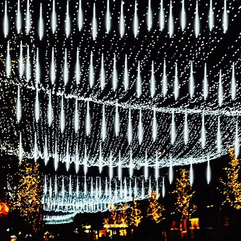 30/50cm 8 Tub de Meteoriți Ploaie Solar LED Șir de Lumini de Crăciun și Decorații de Brad Strada Ghirlanda Noel Anul Nou Navidad Decor