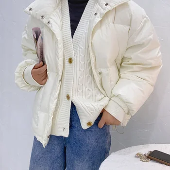 Nou în jos jacheta femei alb rață scurt îngroșat vrac versiunea coreeană pâine fals două haine de iarnă