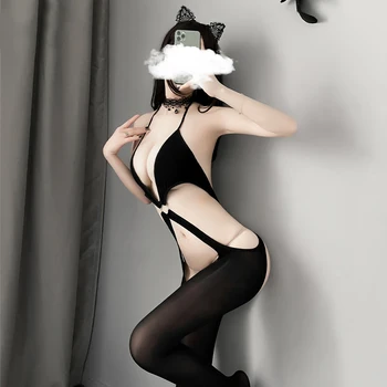 OJBK Sexy Adânc V Cross Body Gol Afară de Lenjerie Erotica Deschide Piept Stretch Mesh Ciorap de Corp cu Spatele gol Costume Noi 0710