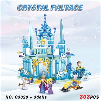 Blocurile Elsa Anna Printesa Zăpadă Castel Palat Asamblate cărămizi pentru Copii Jucării 303Pcs pentru fete 5-12 ani