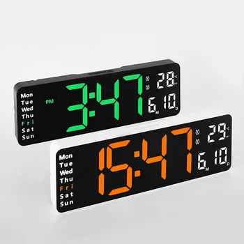 Mare cu LED-uri Digitale Ceas de Perete de la Distanță de Control Temp Data de Afișare Săptămână de Memorie Masă, Ceas de Perete Dual Alarme Electronice Ceasuri